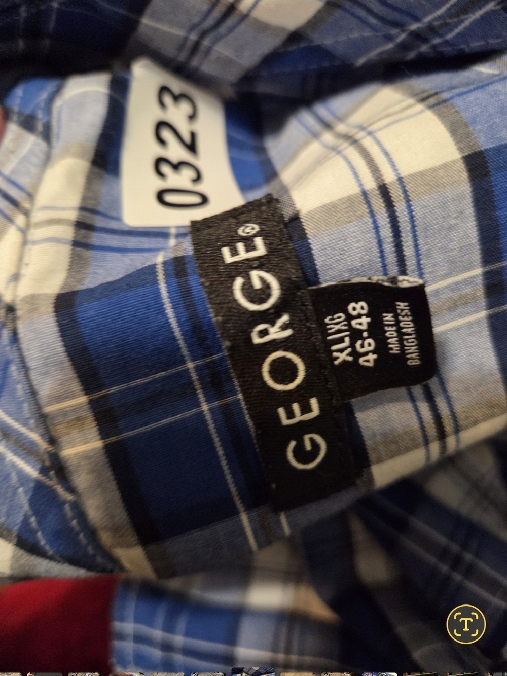 George Blue and White Plaid Button-Down Shirt